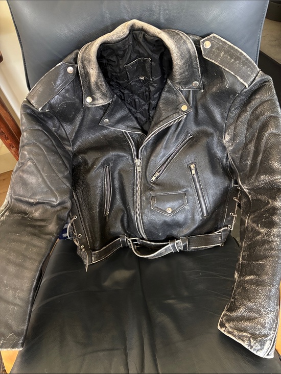 Harley-Davidson Other - Harley-Davidson Black Leather Biker Jacket with Belt and Epaulets